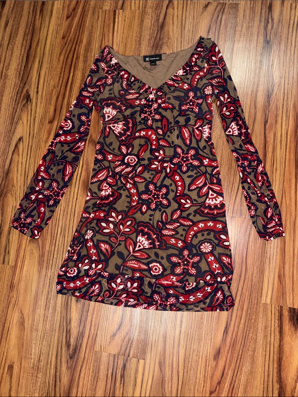 Y2K INC International Concepts Paisley Floral Long Sleeve Mini Dress
